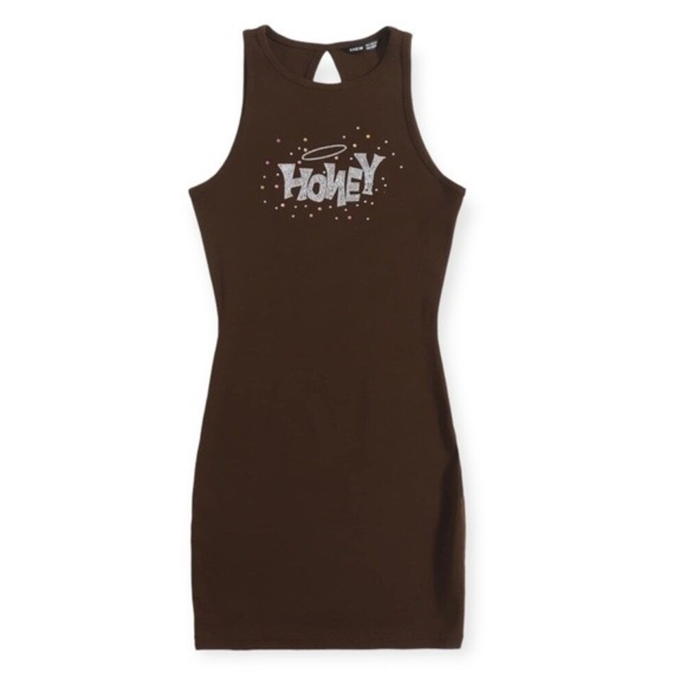 SHEIN Honey Rhinestone Keyhole Back Sleeveless Bodycon Dress